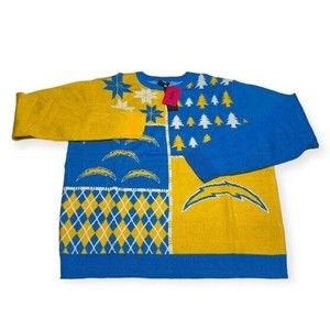 NFL Los Angeles Chargers Ugly Christmas Sweater Men's Medium FOCO Bolts NEW!